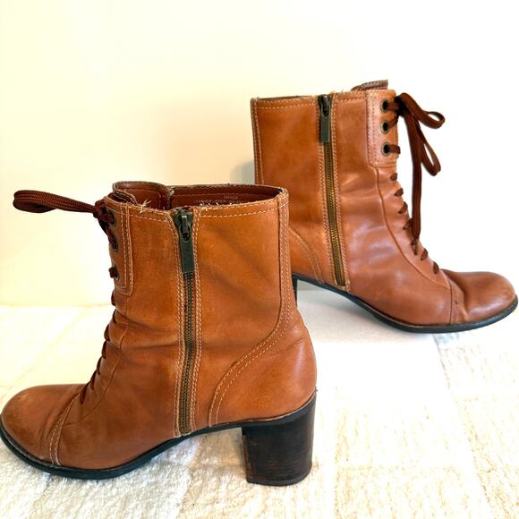 VTG Liz Claiborne Flex Brown Leather Ankle Boots Size 9 Y2K Boho Retro Romantic - Picture 7 of 15